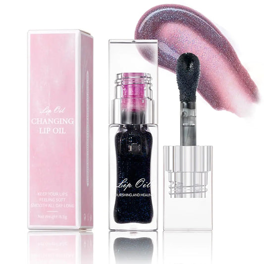 Tiejdhr Magic Color Changing Lip Oil Ph Glitter Lip Gloss Upgraded Big Brush Head Moisturizing Lip Oil Long Lasting Nourishing Lip Glow Oil Non-Sticky Primer Lip Tint (# 05 0.3 Oz)