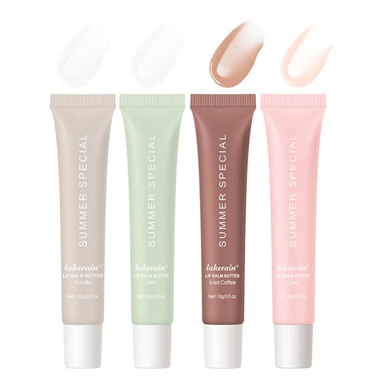 Summer Lip Butter Balm 4 Color Glossy Moisturizing Lip Balm Summer Non Sticky High Shiny Finish Conditioning Lip Glow Oil for Shine Hydration Sheer Tinted Soothing Lip Care (4pack 1)